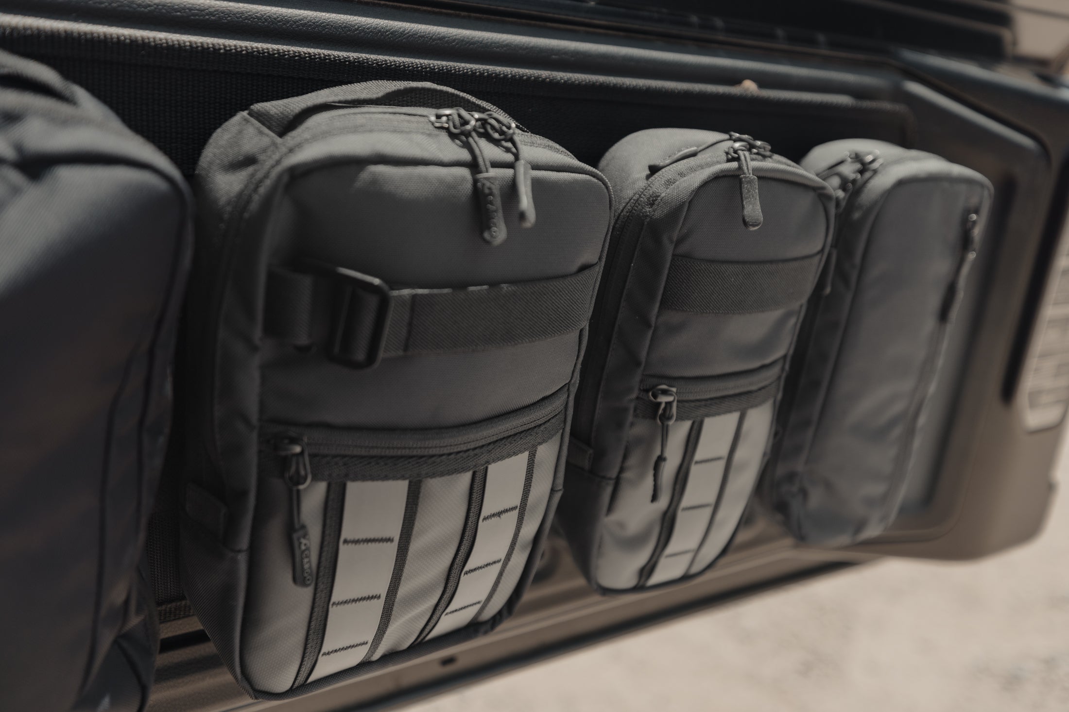 thumbnail image 2 of Savadi-Car Tailgate Storage Bag Set For Jeep Wrangler JK JKU JL 2007+ - 3-Piece Tool Organizer 2 of 6