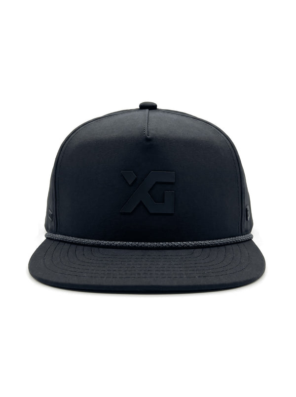 XG Cargo x Suay Drift Hat in Black, rope-brim snapback, front view
