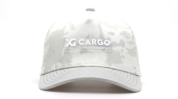 XG Cargo x Suay Apex Toasty Hat, White Camo, front view