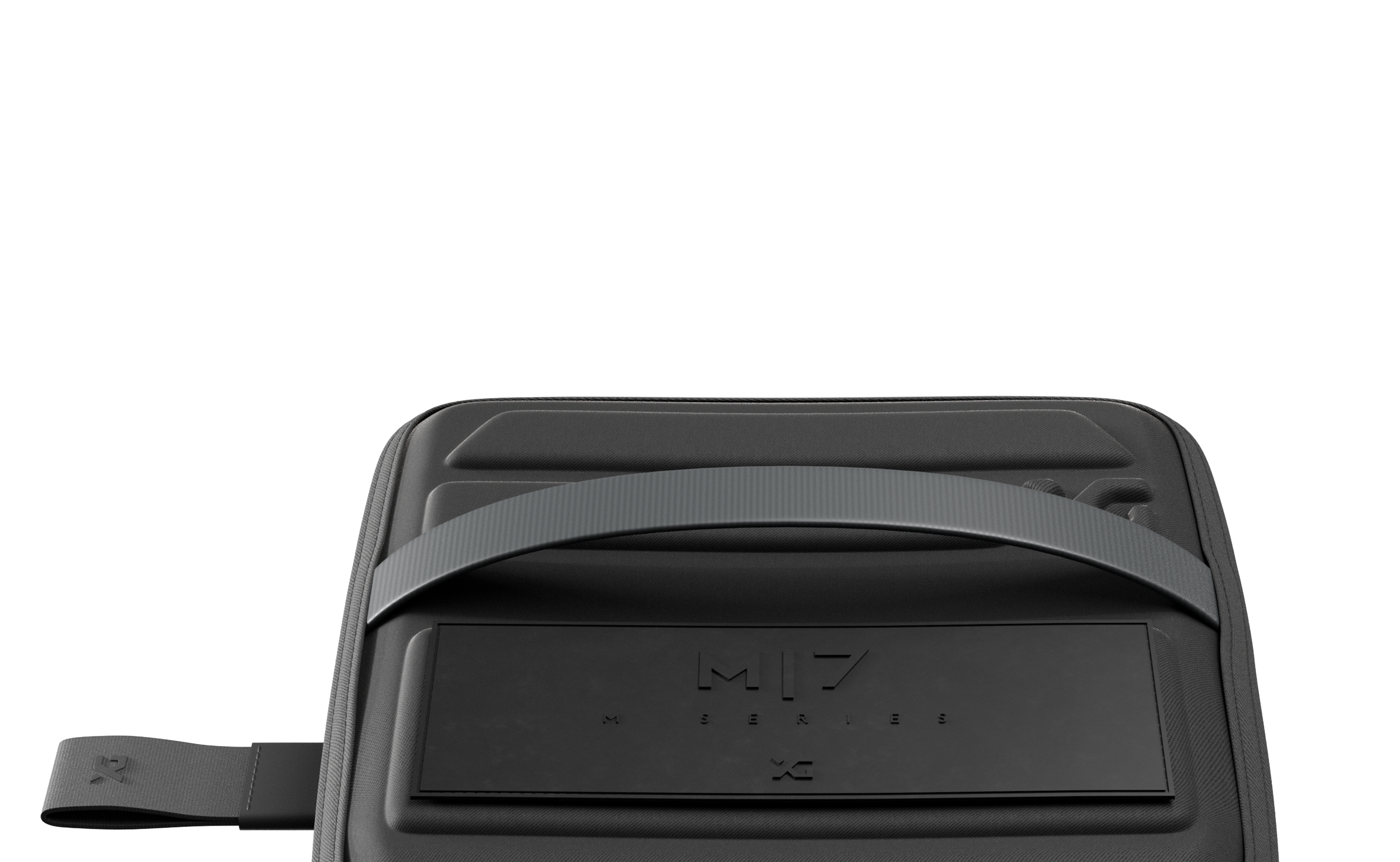 M7 compression-molded shell &mdash; matte black, top half view