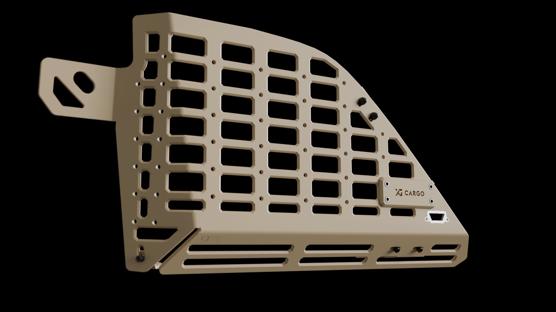 Bronco MOLLE Panel — Stealth Edition · T5052 aerospace-grade aluminum render